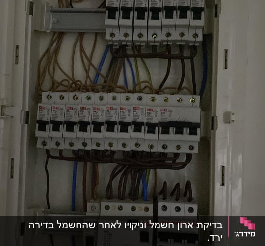 לוח חשמל עם חוטים ומפסקים חשמליים